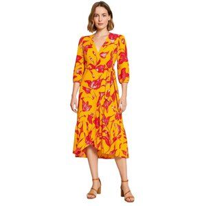 Color Me Courtney Eleanor Wrap Dress in Yellow orchid bloom Size M